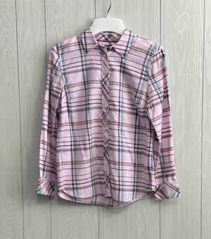 Talbots Purple Plaid Long Sleeve Button Shirt P